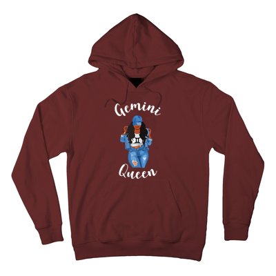 Womens Streetwise Gemini Queen Black Womens Zodiac Birthday May Hoodie