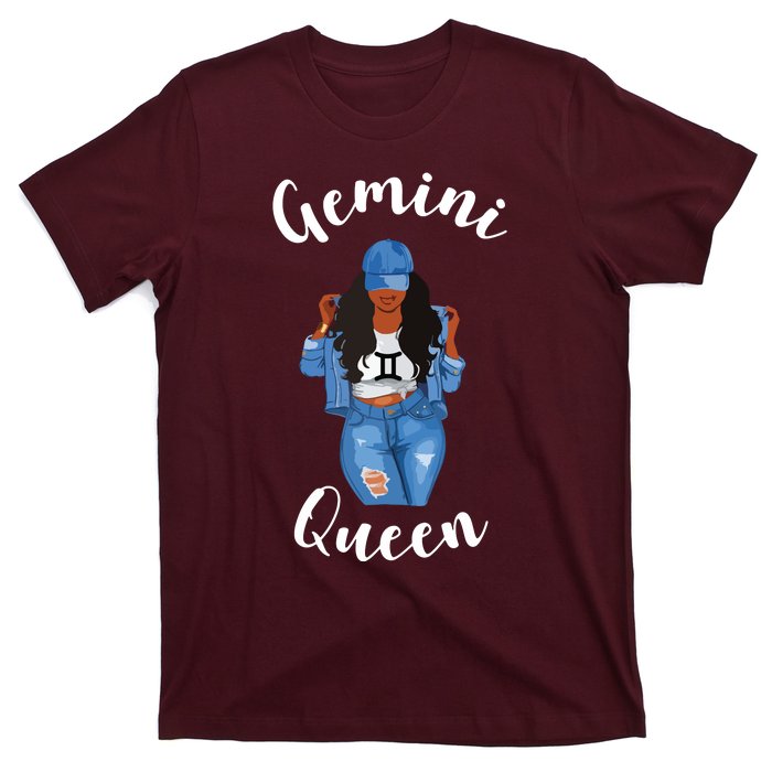 Womens Streetwise Gemini Queen Black Womens Zodiac Birthday May T-Shirt