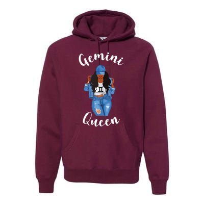 Womens Streetwise Gemini Queen Black Womens Zodiac Birthday May Premium Hoodie