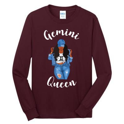 Womens Streetwise Gemini Queen Black Womens Zodiac Birthday May Tall Long Sleeve T-Shirt