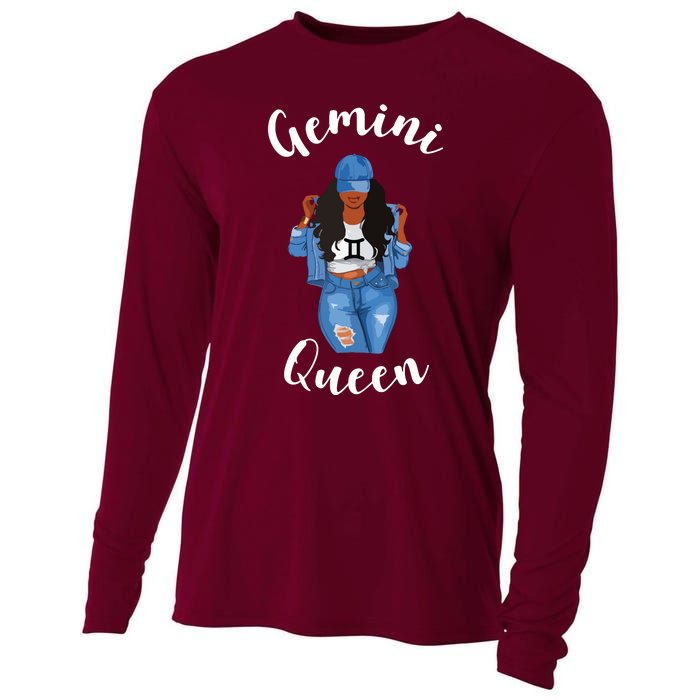 Womens Streetwise Gemini Queen Black Womens Zodiac Birthday May Cooling Performance Long Sleeve Crew