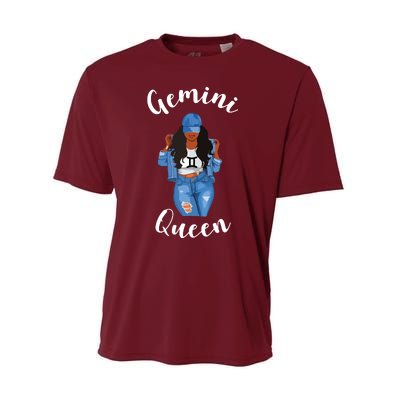 Womens Streetwise Gemini Queen Black Womens Zodiac Birthday May Performance Sprint T-Shirt