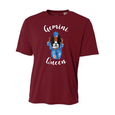 Womens Streetwise Gemini Queen Black Womens Zodiac Birthday May Youth Performance Sprint T-Shirt