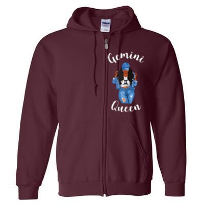 Womens Streetwise Gemini Queen Black Womens Zodiac Birthday May Full Zip Hoodie