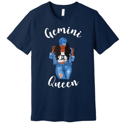 Womens Streetwise Gemini Queen Black Womens Zodiac Birthday May Premium T-Shirt