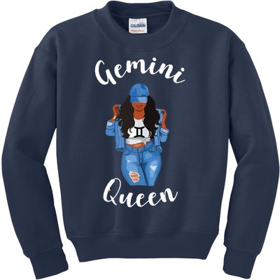 Womens Streetwise Gemini Queen Black Womens Zodiac Birthday May Kids Sweatshirt