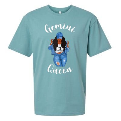 Womens Streetwise Gemini Queen Black Womens Zodiac Birthday May Sueded Cloud Jersey T-Shirt