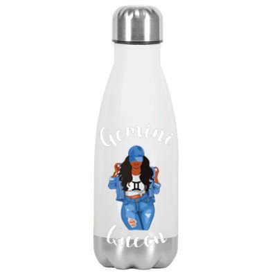 Womens Streetwise Gemini Queen Black Womens Zodiac Birthday May Stainless Steel Insulated Water Bottle