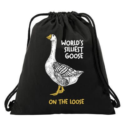 World's Silliest Goose On The Loose Drawstring Bag