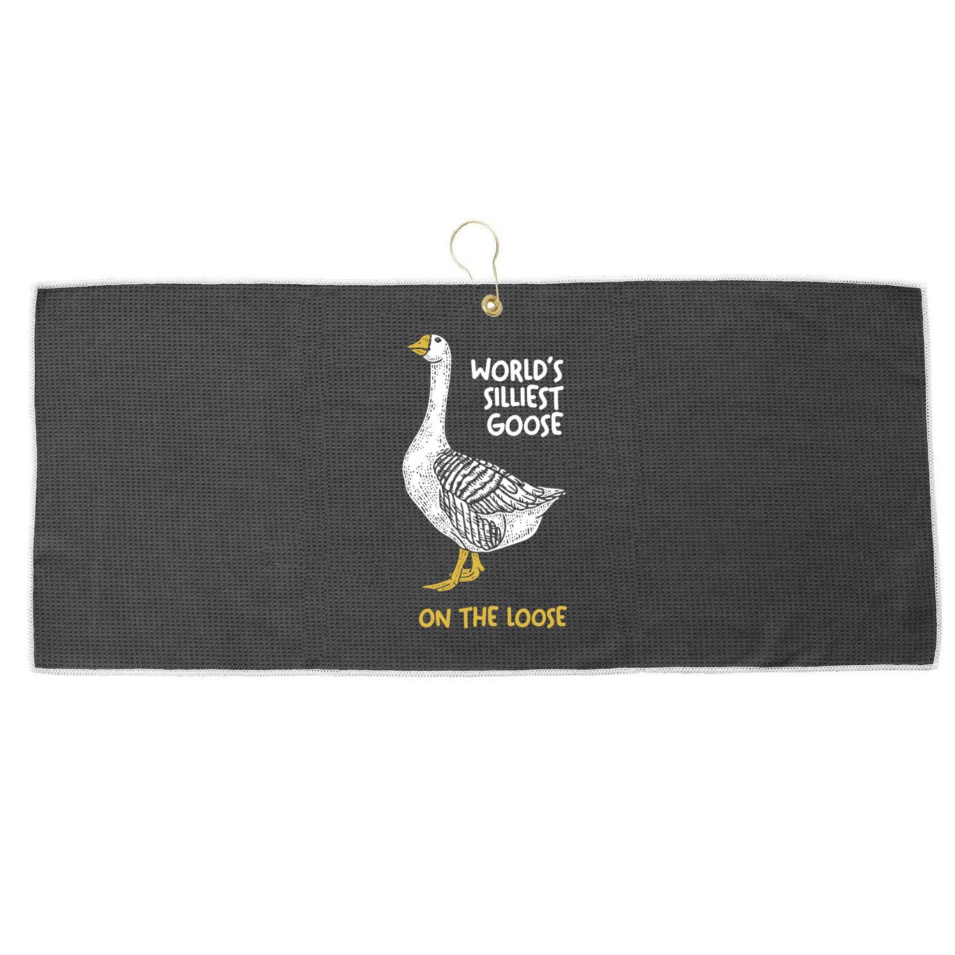 World's Silliest Goose On The Loose Large Microfiber Waffle Golf Towel