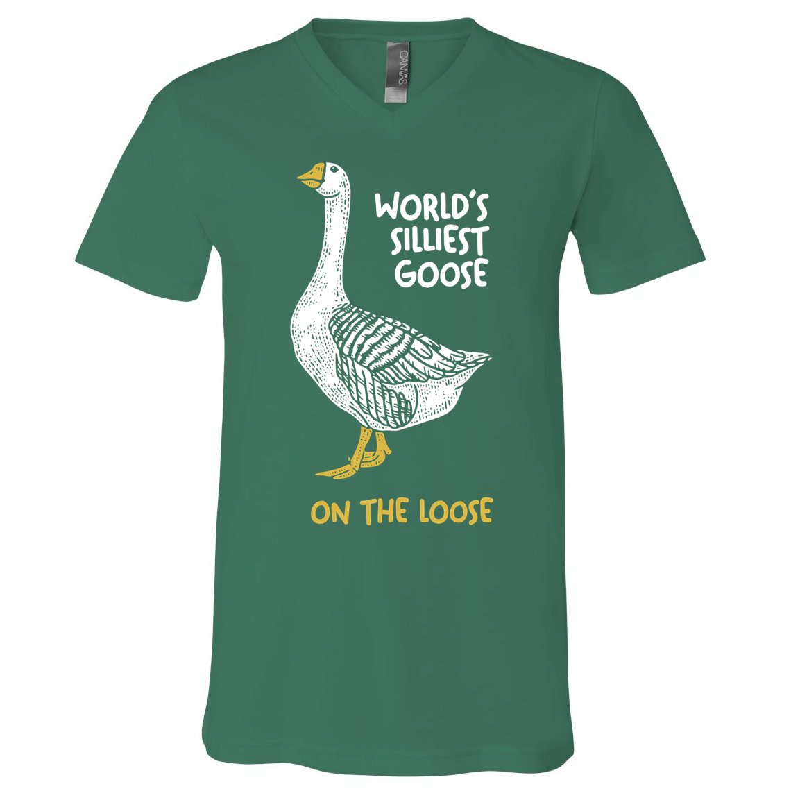 World's Silliest Goose On The Loose V-Neck T-Shirt