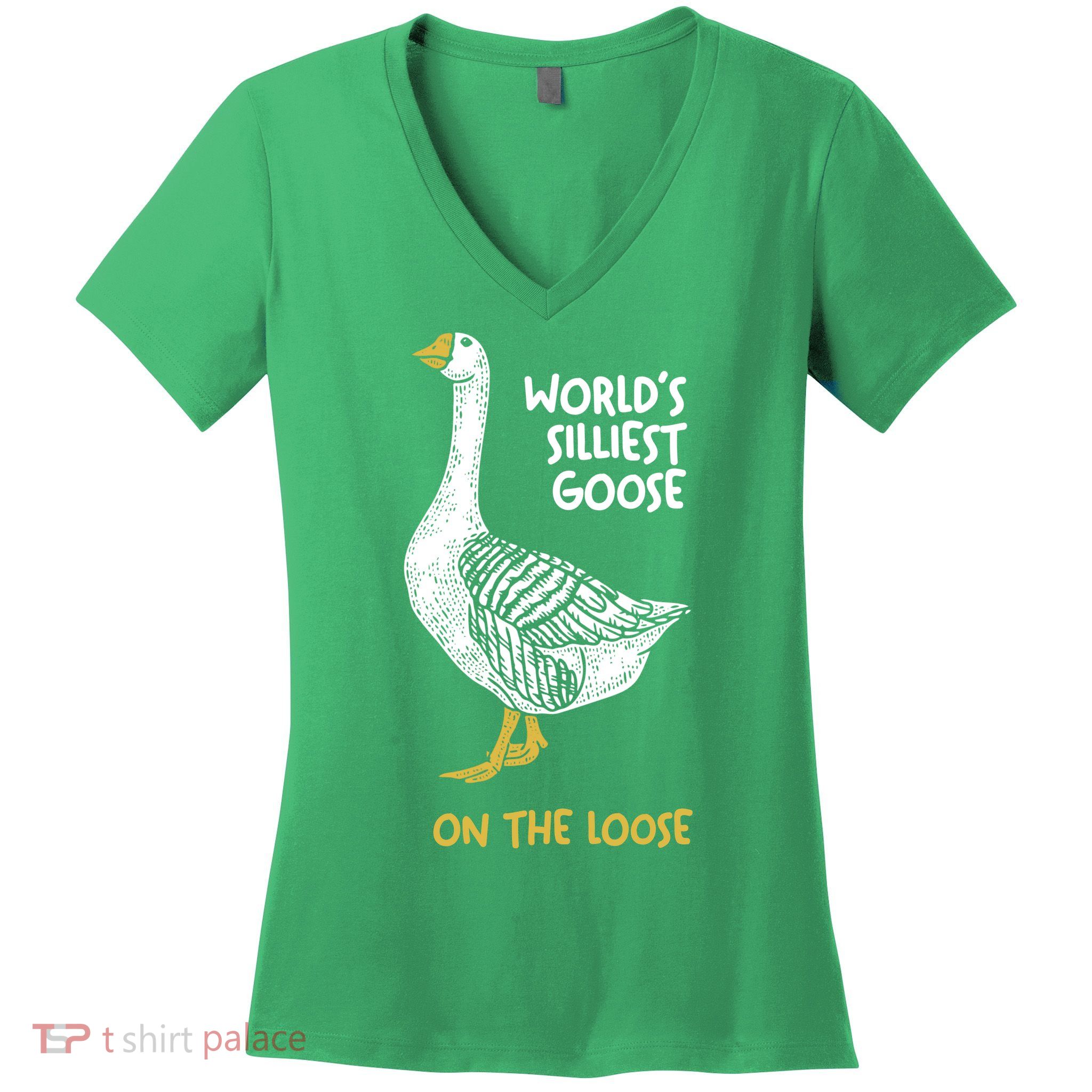 World's Silliest Goose On The Loose Women's V-Neck T-Shirt