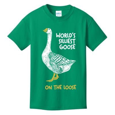 World's Silliest Goose On The Loose Kids T-Shirt