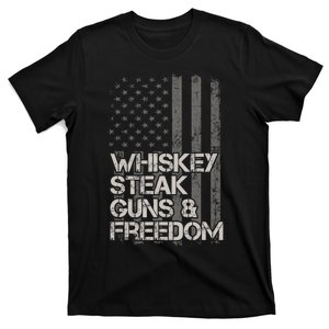 Whiskey Steak Guns & Freedom Patriotic Flag Gif T-Shirt