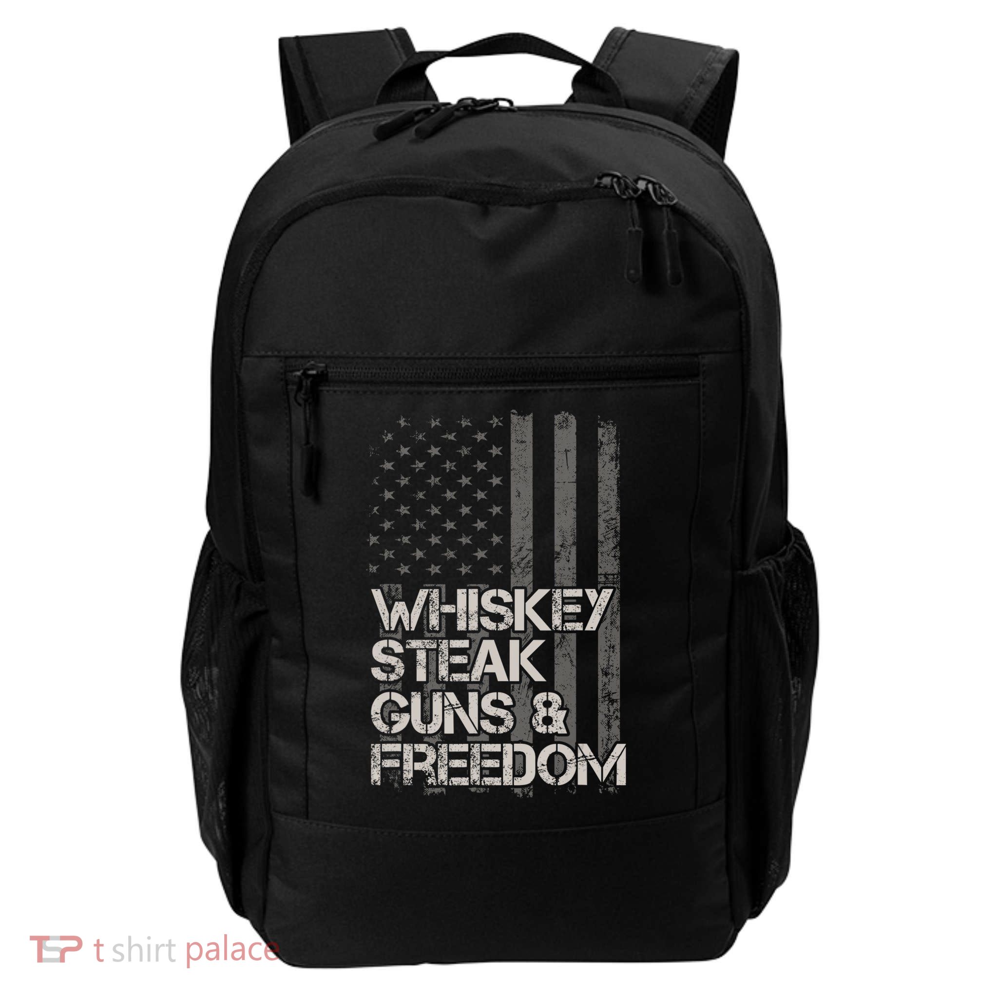 Whiskey Steak Guns & Freedom Patriotic Flag Gif Backpack