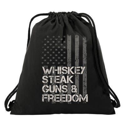 Whiskey Steak Guns & Freedom Patriotic Flag Gif Drawstring Bag