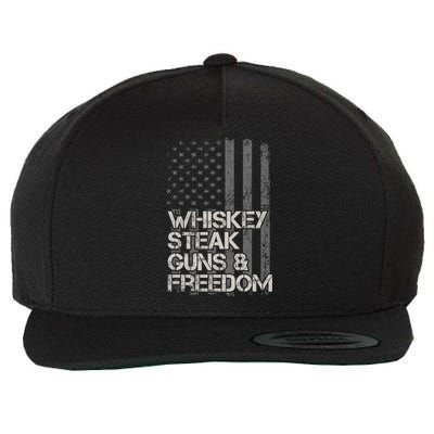 Whiskey Steak Guns & Freedom Patriotic Flag Gif Wool Snapback Cap