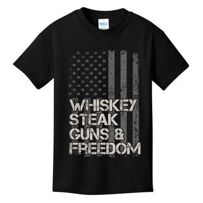 Whiskey Steak Guns & Freedom Patriotic Flag Gif Kids T-Shirt