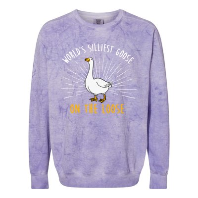 Worlds Silliest Goose On The Loose Funny Silly Colorblast Crewneck Sweatshirt