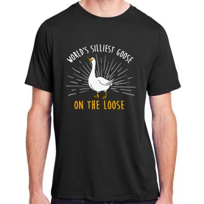 Worlds Silliest Goose On The Loose Funny Silly Adult ChromaSoft Performance T-Shirt