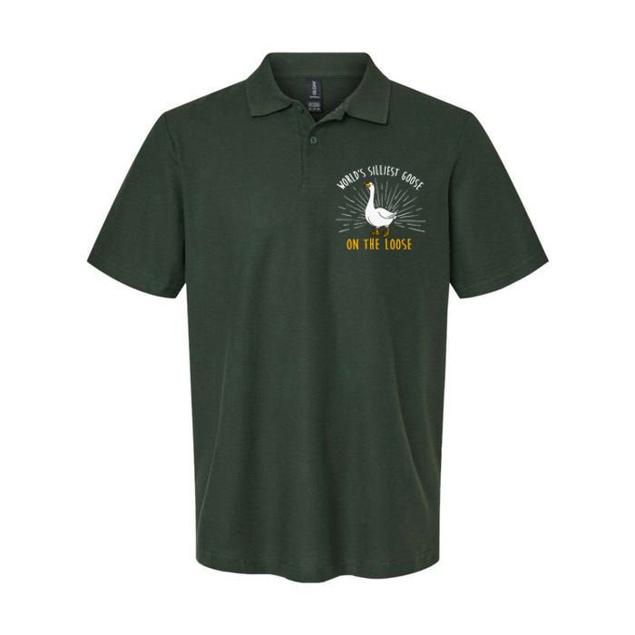 Worlds Silliest Goose On The Loose Funny Silly Softstyle Adult Sport Polo