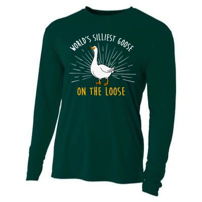 Worlds Silliest Goose On The Loose Funny Silly Cooling Performance Long Sleeve Crew