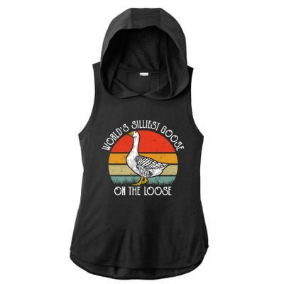 Worlds Silliest Goose On The Loose Funny Silly Ladies PosiCharge Tri-Blend Wicking Draft Hoodie Tank