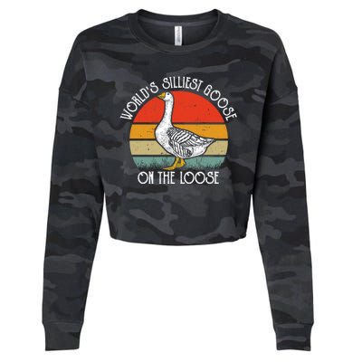 Worlds Silliest Goose On The Loose Funny Silly Cropped Pullover Crew