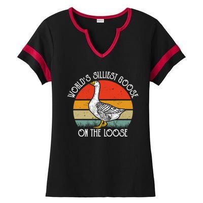 Worlds Silliest Goose On The Loose Funny Silly Ladies Halftime Notch Neck Tee