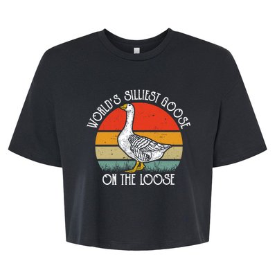 Worlds Silliest Goose On The Loose Funny Silly Bella+Canvas Jersey Crop Tee