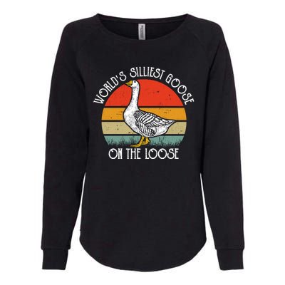 Worlds Silliest Goose On The Loose Funny Silly Womens California Wash Sweatshirt