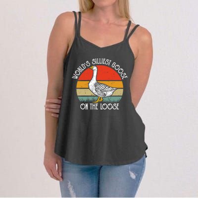 Worlds Silliest Goose On The Loose Funny Silly Women's Strappy Tank