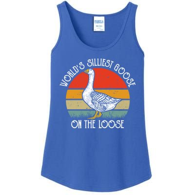 Worlds Silliest Goose On The Loose Funny Silly Ladies Essential Tank