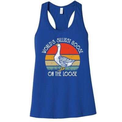 Worlds Silliest Goose On The Loose Funny Silly Women's Racerback Tank