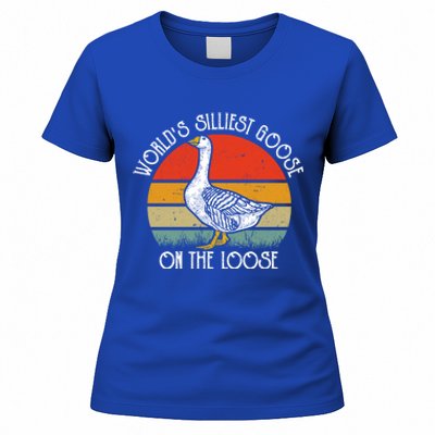 Worlds Silliest Goose On The Loose Funny Silly Women's T-Shirt