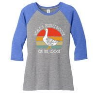 Worlds Silliest Goose On The Loose Funny Silly Women's Tri-Blend 3/4-Sleeve Raglan Shirt