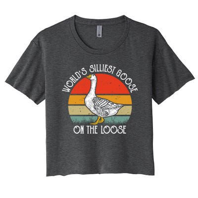 Worlds Silliest Goose On The Loose Funny Silly Women's Crop Top Tee