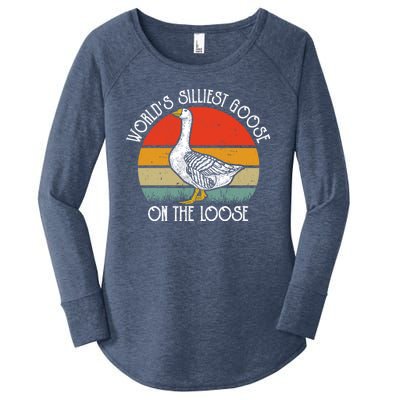 Worlds Silliest Goose On The Loose Funny Silly Women's Perfect Tri Tunic Long Sleeve Shirt