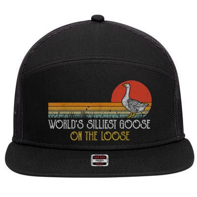 Worlds Silliest Goose On The Loose Funny Silly 7 Panel Mesh Trucker Snapback Hat