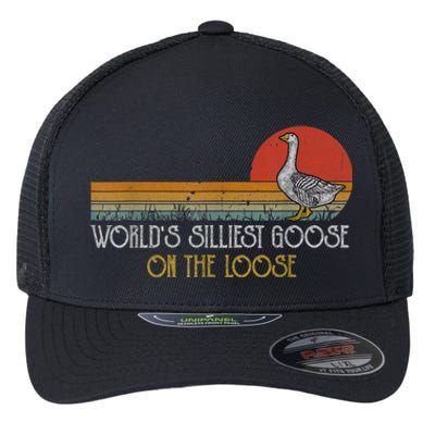 Worlds Silliest Goose On The Loose Funny Silly Flexfit Unipanel Trucker Cap