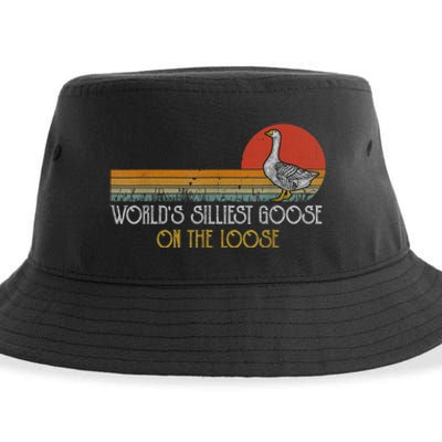 Worlds Silliest Goose On The Loose Funny Silly Sustainable Bucket Hat