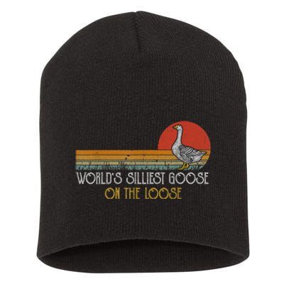 Worlds Silliest Goose On The Loose Funny Silly Short Acrylic Beanie