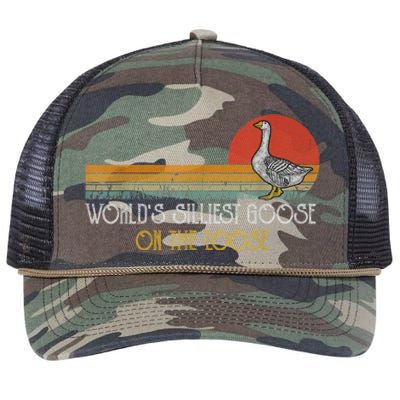 Worlds Silliest Goose On The Loose Funny Silly Retro Rope Trucker Hat Cap