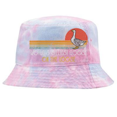 Worlds Silliest Goose On The Loose Funny Silly Tie-Dyed Bucket Hat