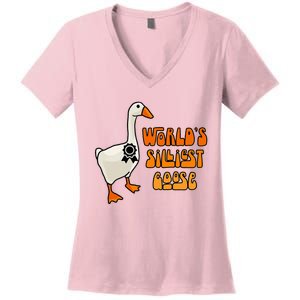 WorldS Silliest Goose Women's V-Neck T-Shirt