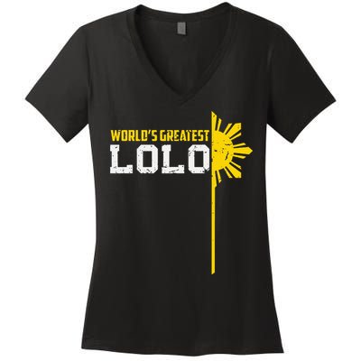 World S Greatest Lolo Filipino Grandpa Women's V-Neck T-Shirt