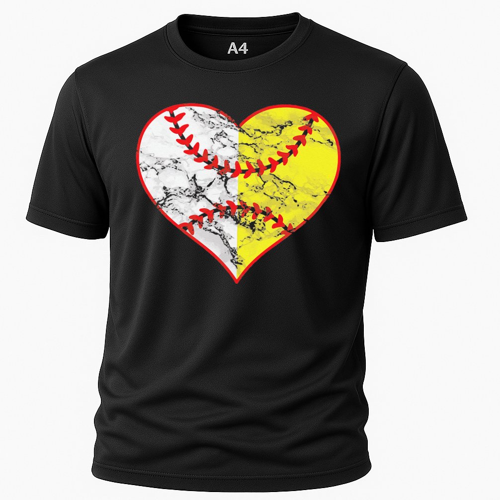 Womens Softball Heart Mom Women Baseball Ideas Cooling Performance Crew T-Shirt