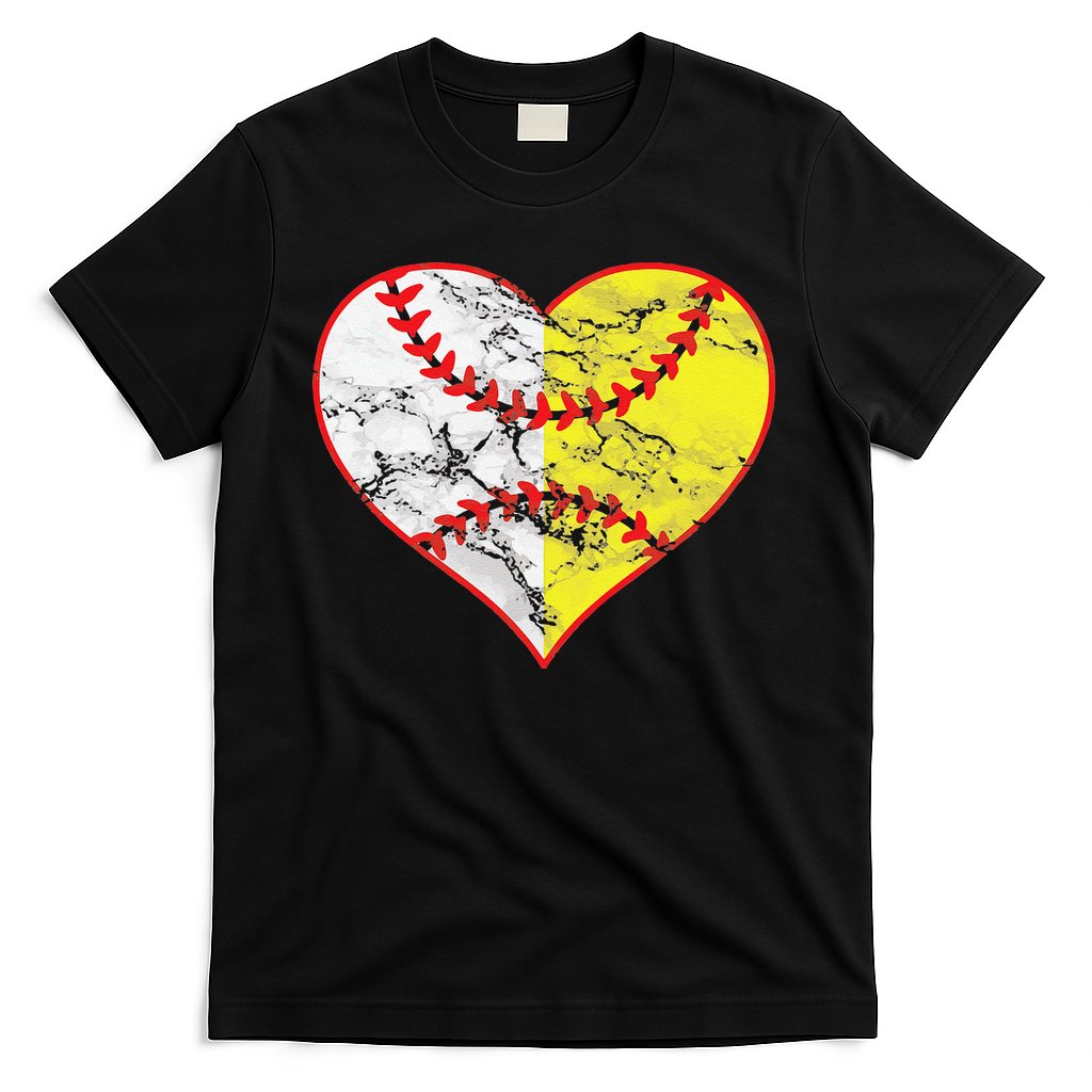 Womens Softball Heart Mom Women Baseball Ideas T-Shirt