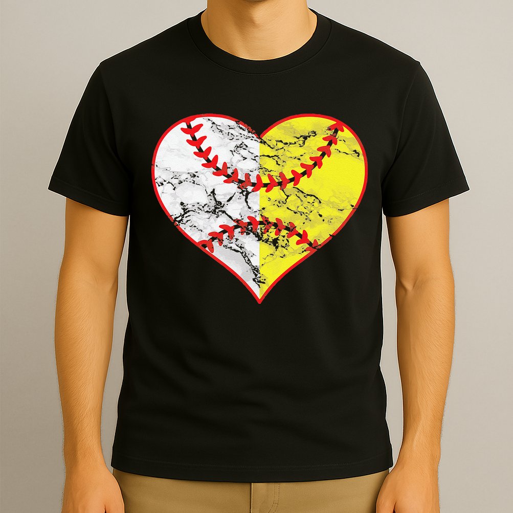 Womens Softball Heart Mom Women Baseball Ideas T-Shirt