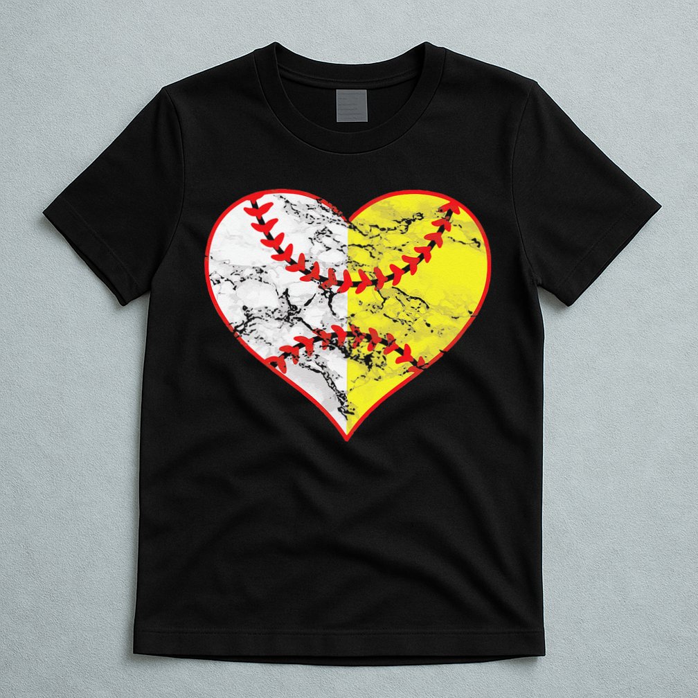 Womens Softball Heart Mom Women Baseball Ideas T-Shirt